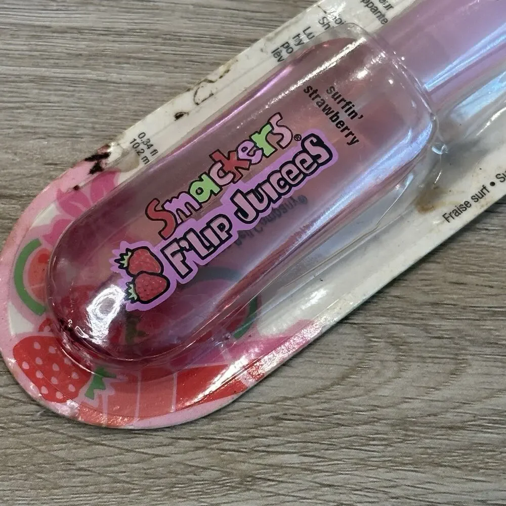 Y2K Lip Smackers F’lip Juicees Surfin’ Strawberry Lip Gloss Bonne Bell NEW 2000s